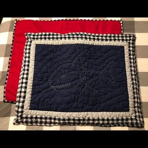 Pottery barn kids quilted pillow case shark boy